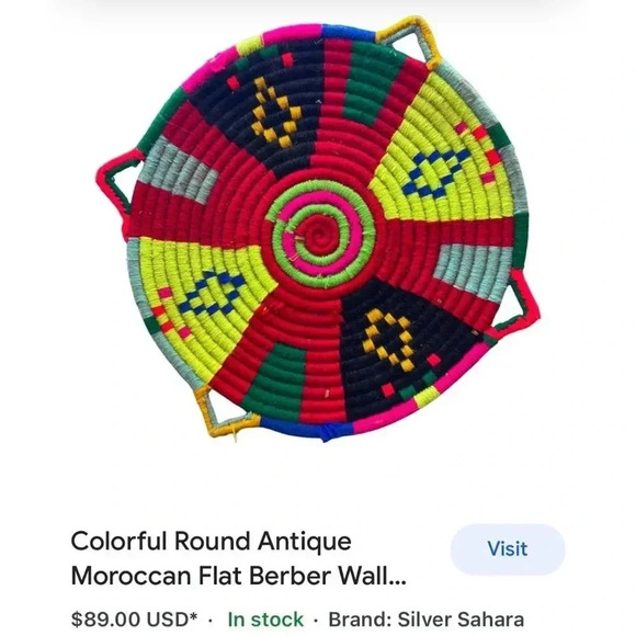 Antique Collection Woven Round Three Wall Basket Multicolor Sz 12" - Picture 9 of 9